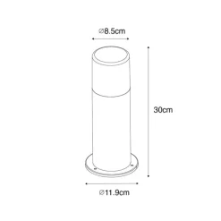 Staande buitenlamp zwart met smoke kap 30 cm IP44 - Odense