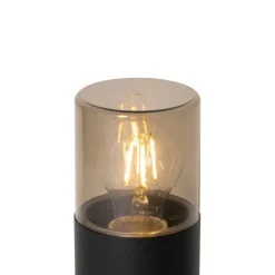 Staande buitenlamp zwart met smoke kap 30 cm IP44 - Odense