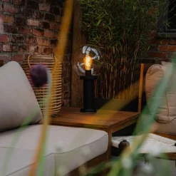 Staande buitenlamp zwart met heldere bol 50 cm IP44 - Sfera