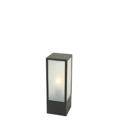 Staande buitenlamp zwart met ribbel glas 40 cm IP44 - Charlois