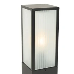 Staande buitenlamp zwart met ribbel glas 40 cm IP44 - Charlois