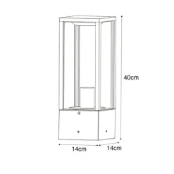 Staande buitenlamp zwart met ribbel glas 40 cm IP44 - Charlois