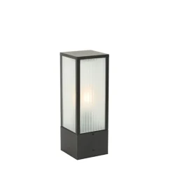 Staande buitenlamp zwart met ribbel glas 40 cm IP44 - Charlois