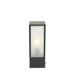 Staande buitenlamp zwart met ribbel glas 40 cm IP44 - Charlois