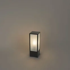 Staande buitenlamp zwart met ribbel glas 40 cm IP44 - Charlois