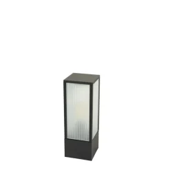 Staande buitenlamp zwart met ribbel glas 40 cm IP44 - Charlois