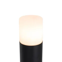 Staande buitenlamp zwart met opaal kap 70 cm - Odense