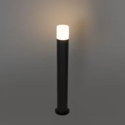 Staande buitenlamp zwart met opaal kap 70 cm - Odense