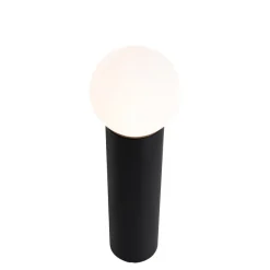 Staande buitenlamp zwart met opaal glas 50 cm IP44 - Huma