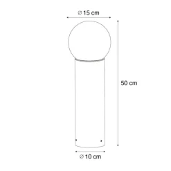 Staande buitenlamp zwart met opaal glas 50 cm IP44 - Huma