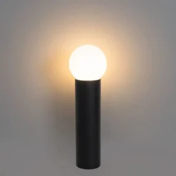 Staande buitenlamp zwart met opaal glas 50 cm IP44 - Huma