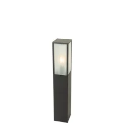 Staande buitenlamp zwart met ribbel glas 80 cm IP44 - Charlois