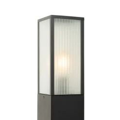 Staande buitenlamp zwart met ribbel glas 80 cm IP44 - Charlois