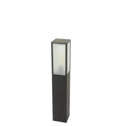 Staande buitenlamp zwart met ribbel glas 80 cm IP44 - Charlois