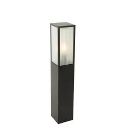Staande buitenlamp zwart met ribbel glas 80 cm IP44 - Charlois