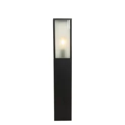 Staande buitenlamp zwart met ribbel glas 80 cm IP44 - Charlois