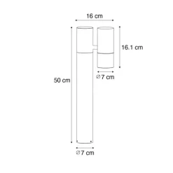 Staande buitenlamp zwart 50 cm verstelbaar - Duo