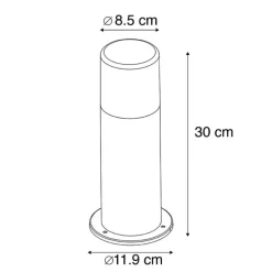 Staande buitenlamp zwart met opaal kap wit 30 cm IP44 - Odense