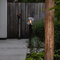 Staande buitenlamp zwart met heldere bol 100 cm IP44 - Sfera