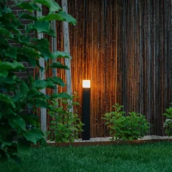 Staande buitenlamp zwart met opaal witte kap 70 cm - Denmark