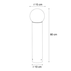 Staande buitenlamp zwart met opaal glas 80 cm IP44 - Huma