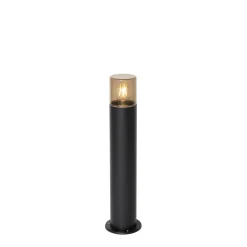 Staande buitenlamp zwart met smoke kap 50 cm - Odense