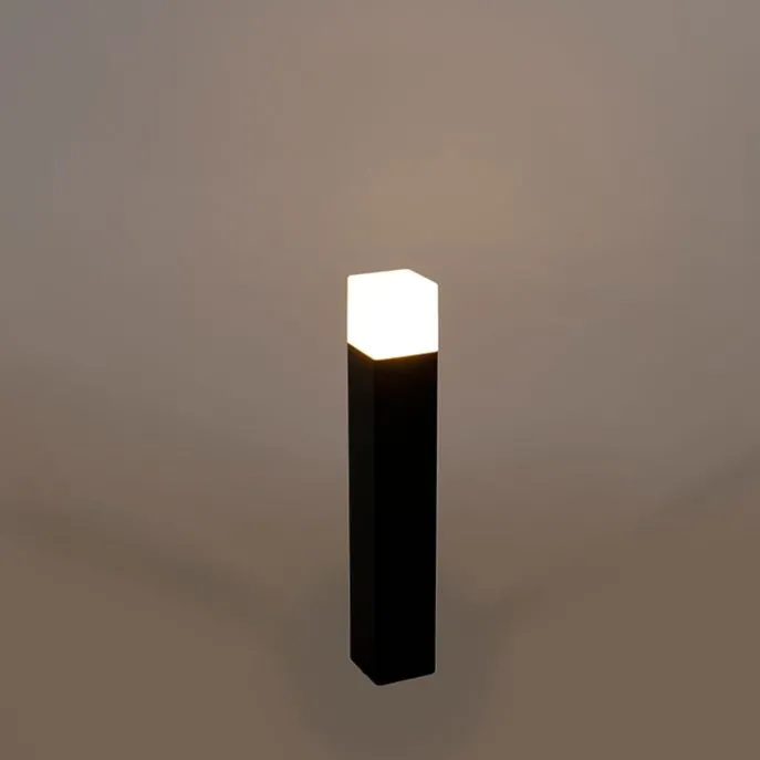 Staande buitenlamp zwart met opaal witte kap 50 cm - Denmark