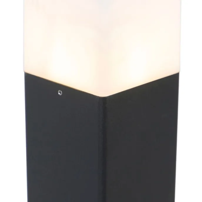 Staande buitenlamp zwart met opaal witte kap 50 cm - Denmark