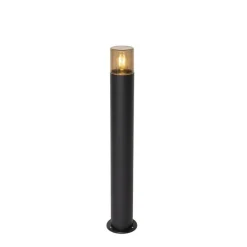 Staande buitenlamp zwart met smoke kap 70 cm - Odense