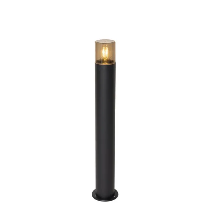 Staande buitenlamp zwart met smoke kap 70 cm - Odense