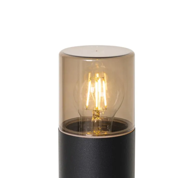 Staande buitenlamp zwart met smoke kap 70 cm - Odense