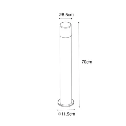 Staande buitenlamp zwart met smoke kap 70 cm - Odense