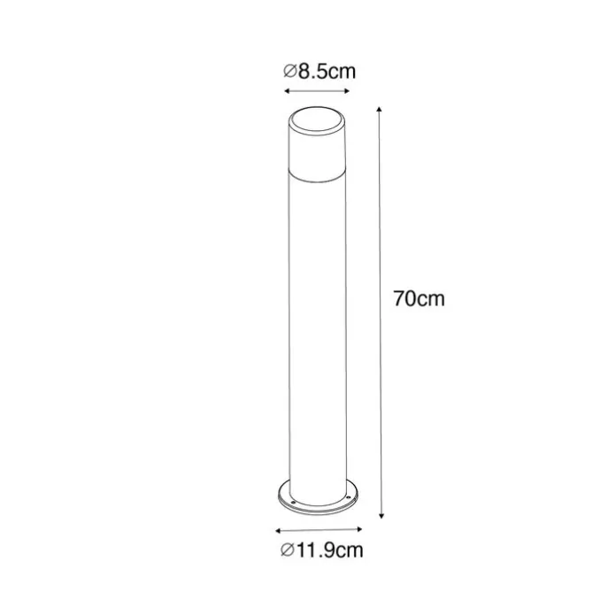Staande buitenlamp zwart met smoke kap 70 cm - Odense