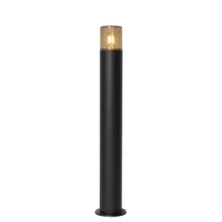 Staande buitenlamp zwart met smoke kap 70 cm - Odense