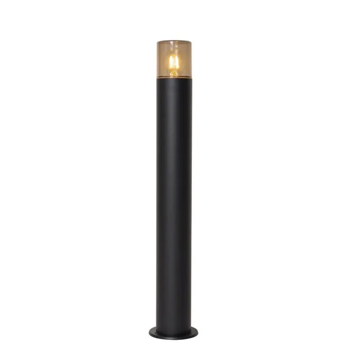 Staande buitenlamp zwart met smoke kap 70 cm - Odense