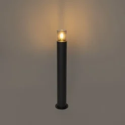 Staande buitenlamp zwart met smoke kap 70 cm - Odense