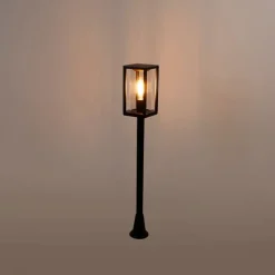 Staande buitenlamp zwart 100 cm met grondpin en kabelmof - Charlois