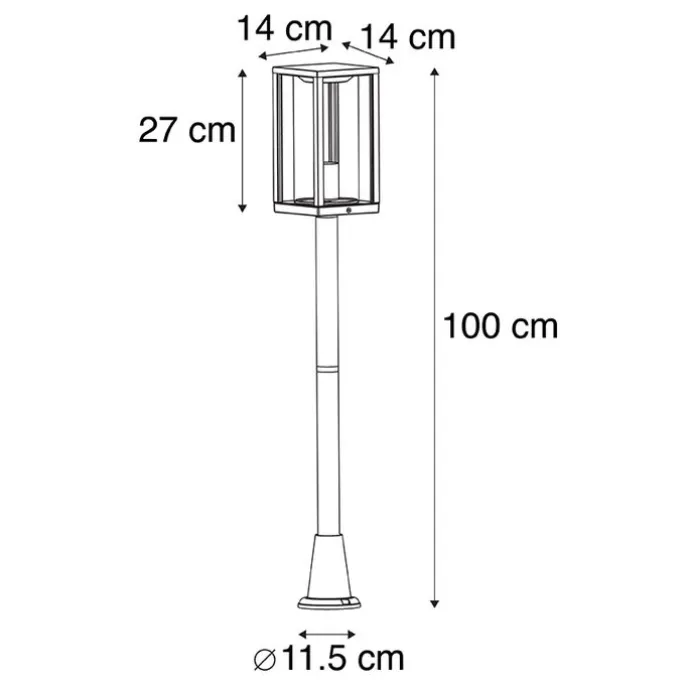 Staande buitenlamp zwart 100 cm met grondpin en kabelmof - Charlois