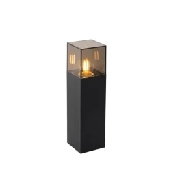 Staande buitenlamp zwart met smoke kap 30 cm - Denmark