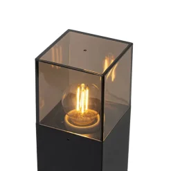 Staande buitenlamp zwart met smoke kap 30 cm - Denmark