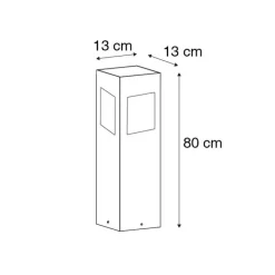 Staande buitenlamp zwart 80 cm met dimlicht en sensor op solar - Charlotte