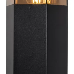 Staande buitenlamp zwart met smoke kap zeshoek 70 cm - Denmark