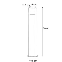 Staande buitenlamp zwart met smoke kap zeshoek 70 cm - Denmark