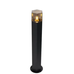 Staande buitenlamp zwart met smoke kap zeshoek 70 cm - Denmark