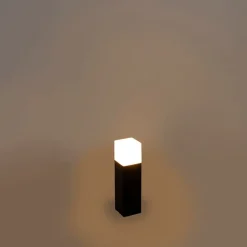 Staande buitenlamp zwart met opaal witte kap 30 cm - Denmark