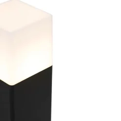 Staande buitenlamp zwart met opaal witte kap 30 cm - Denmark