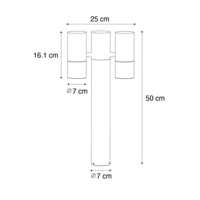 Staande buitenlamp zwart 50 cm 2-lichts verstelbaar - Duo