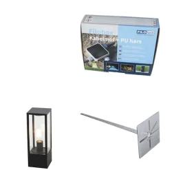 Staande buitenlamp zwart 40 cm met grondpin en kabelmof - Charlois