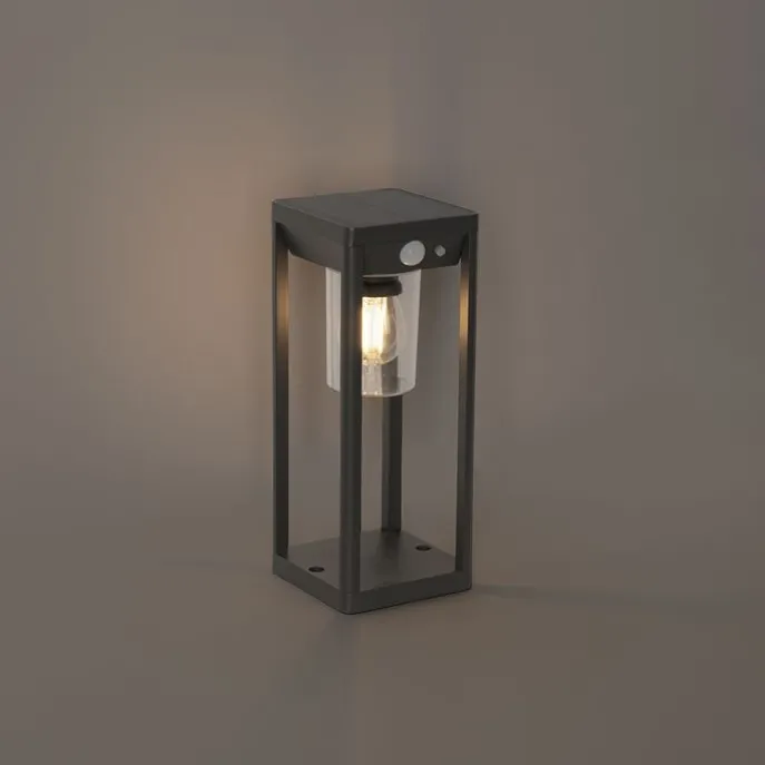 Staande buitenpaal donkergrijs 25 cm met dimlicht en sensor op solar - Sonne