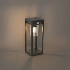 Staande buitenpaal donkergrijs 25 cm met dimlicht en sensor op solar - Sonne